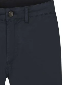 Short chino en coton marine uni avec une coupe droite et des poches