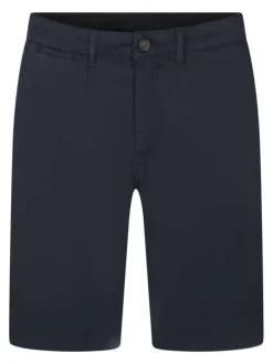 Short chino en coton marine uni avec une coupe droite et des poches