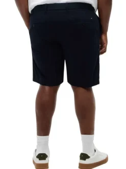Short chino en coton marine uni pourvu de passants pour la ceinture