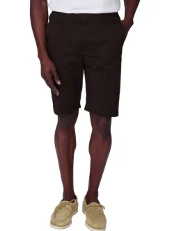 Short chino en coton marron uni avec des poches passepoilées à l’arrière