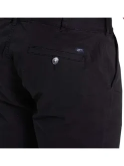 Short chino en coton noir uni coupe regular fit à fermeture zippée avec bouton