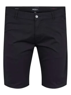 Short chino en coton noir uni coupe regular fit à fermeture zippée avec bouton