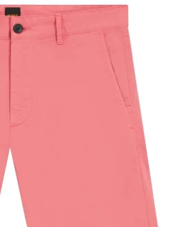 Short chino en coton rose à coupe droite pourvu de poches plaquées