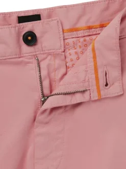 Short chino en coton rose uni à coupe regular fit avec des passants