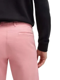 Short chino en coton rose uni à coupe regular fit avec des passants