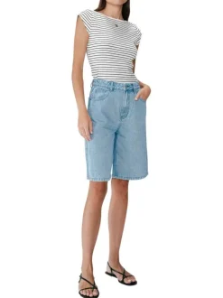 Short chino en coton stone uni pourvu d'une coupe large et de multiples poches