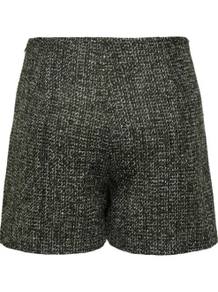Short chino kaki tweed avec une coupe droite et une fermeture zippée