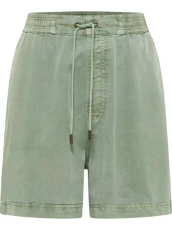 Short chino kaki uni pourvu d'une coupe ample et d'une taille élastiquée