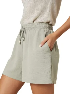 Short chino kaki uni pourvu d'une coupe droite et d'un cordon de serrage