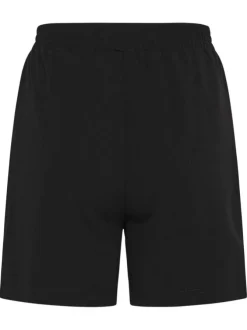 Short chino noir uni pourvu d'une coupe droite et de boutons à la taille