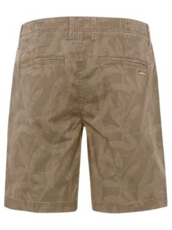 Short chino, taille normale, en coton beige à motif tropical ton sur ton