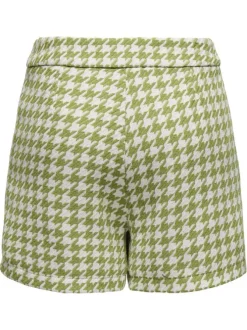 Short chino vert à imprimé pied de poule avec une coupe regular fit
