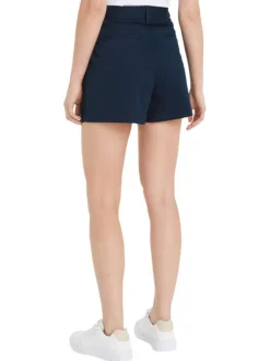 Short Claire en coton marine uni avec une coupe chino et poches latérales
