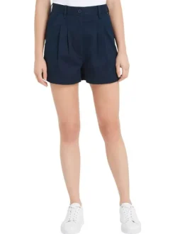 Short Claire en coton marine uni avec une coupe chino et poches latérales