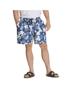 Short de bain bleu et blanc à motif tropical et intérieur slippé