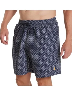 Short de bain bleu marine à taille intermédiaire avec cordon de serrage
