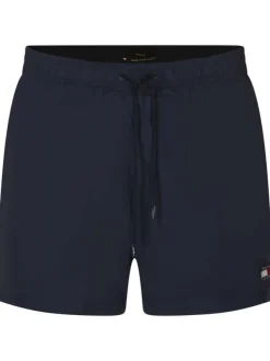 Short de bain bleu marine uni à coupe slim fit et à taille intermédiaire