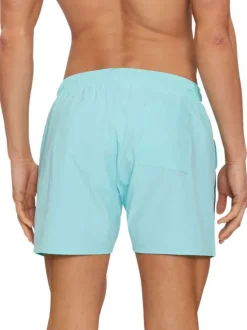 Short de bain bleu turquoise uni avec cordon de serrage et à coupe regular fit
