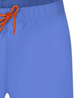 Short de bain bleu uni avec une coupe droite et une taille élastiquée