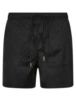 Short de bain de couleur noire avec des imprimés et une coupe droite
