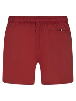 Short de bain en rouge uni avec une coupe droite et 2 poches raglan