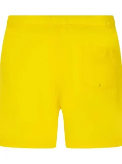 Short de bain jaune uni à coupe slim fit et à taille intermédiaire