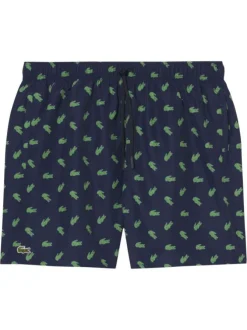 Short de bain marine à coupe ajustée orné d'un motif répété du logo de la marque