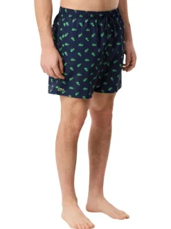 Short de bain marine à coupe ajustée orné d'un motif répété du logo de la marque
