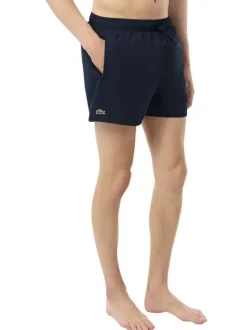 Short de bain marine à coupe ajustée pourvu du logo de la marque
