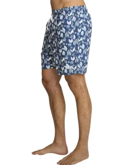 Short de bain marine à coupe ajustée pourvu d'une taille élastiquée
