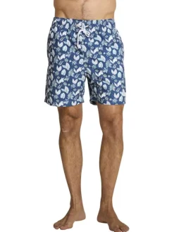 Short de bain marine à coupe ajustée pourvu d'une taille élastiquée