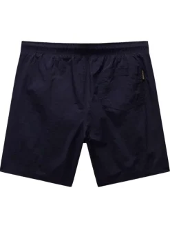 Short de bain marine uni avec une coupe droite et logo iconique sur le devant