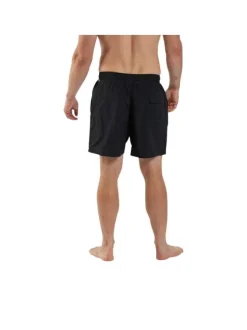 Short de bain noir uni avec une coupe droite et une taille élastiquée