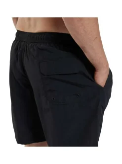 Short de bain noir uni avec une coupe droite et une taille élastiquée