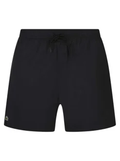 Short de bain noir uni avec une coupe droite et une taille élastiquée