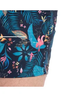 Short de bain nuit imprimé tropical avec une coupe droite et taille élastiquée