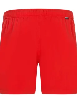 Short de bain rouge uni avec logo en silicone coupe droite