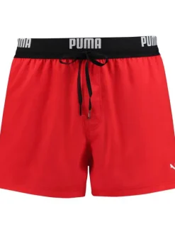 Short de bain rouge uni avec une coupe regular fit et une poche arrière