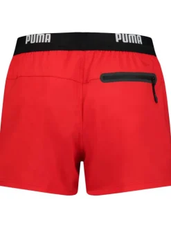 Short de bain rouge uni avec une coupe regular fit et une poche arrière