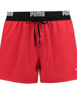 Short de bain rouge uni avec une coupe regular fit et une poche arrière