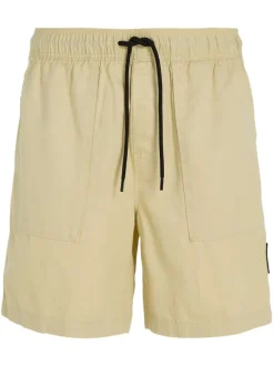 Short de jogging en coton et lin mélangé tilleul avec une coupe regular fit