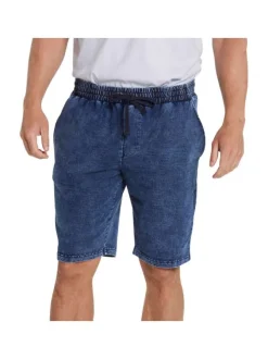 Short de Jogging en coton indigo délavé avec une coupe droite