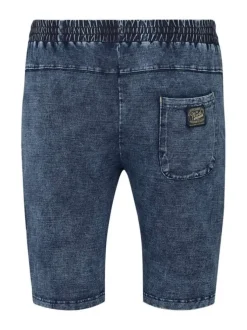 Short de Jogging en coton indigo délavé avec une coupe droite