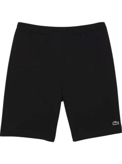 Short de jogging en coton mélangé noir uni avec une coupe droite