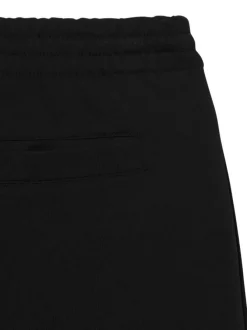 Short de jogging en coton mélangé noir uni avec une coupe droite
