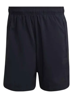 Short de jogging marine avec logo floqué en noir sur la cuisse gauche