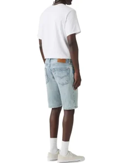 Short denim 405 en coton bleu stone uni avec une coupe regular fit