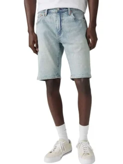 Short denim 405 en coton bleu stone uni avec une coupe regular fit
