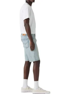 Short denim 405 en coton bleu stone uni avec une coupe regular fit