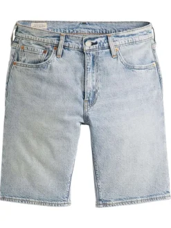 Short denim 405 en coton bleu stone uni avec une coupe regular fit
